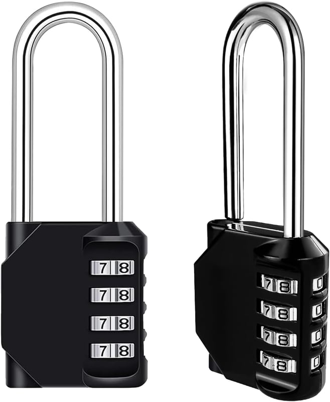 Wodoodporna kłódka szyfrowa 4-cyfrowa, odporna na warunki atmosferyczne, do szkół, siłowni i szafek (opakowanie 2 szt., kolor czarny)
