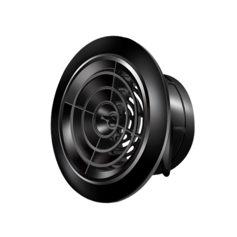 Okrągła, obrotowa kratka wentylacyjna do kuchni i łazienek, pasująca do otworów o średnicy 200 mm, kolor czarny