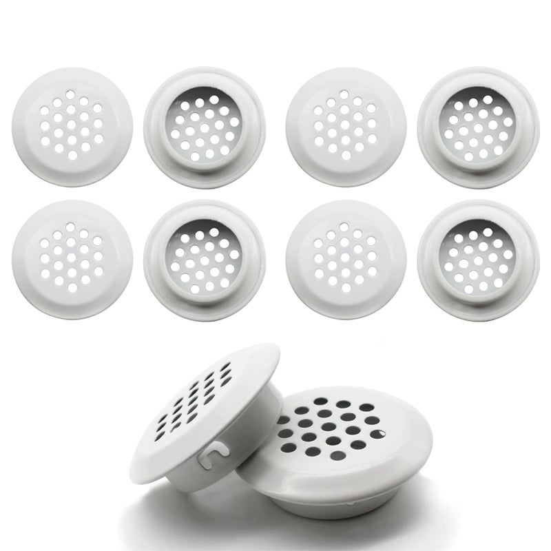 Kratka wentylacyjna okrągła, otwory wentylacyjne ze stali nierdzewnej, rozstaw otworów 25 mm, biała, 10 szt. (wypukła)