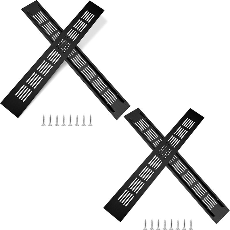 Kratka wentylacyjna, aluminiowa do wentylacji szaf i pomieszczeń, 35x5cm, czarna, 4 sztuki