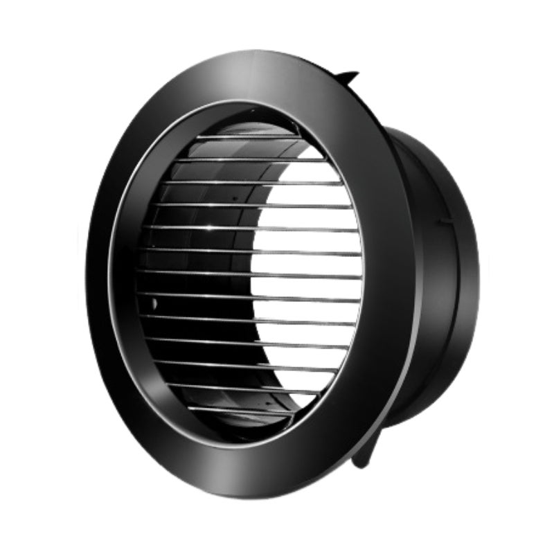 Kratka wentylacyjna okrągła z prostymi listwami do kuchni i łazienek, średnica otworu 75 mm, kolor czarny