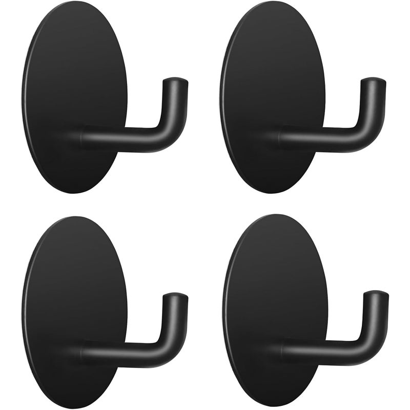 Haczyki łazienkowe, wieszaki na ręczniki, haczyki kuchenne, samoprzylepne, okrągłe dno, zestaw 4 szt. (czarne)