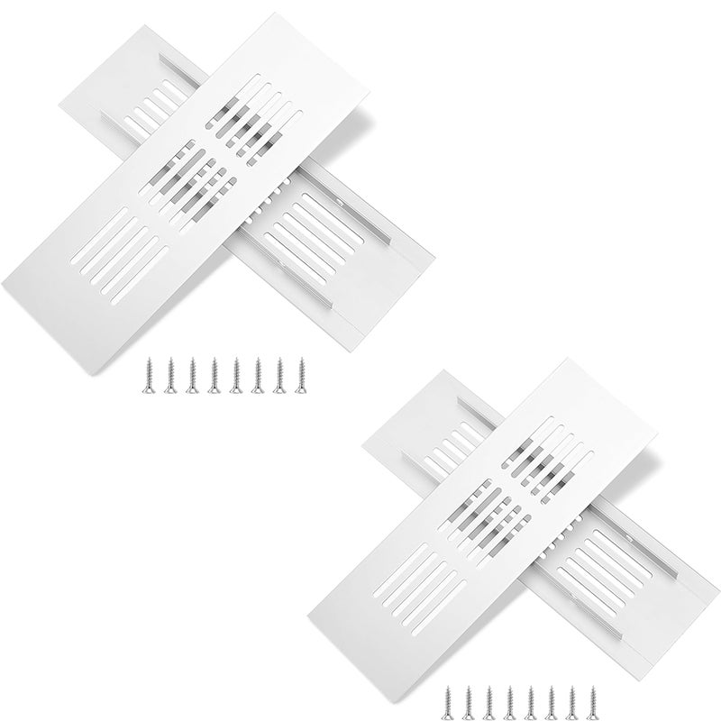 Kratka wentylacyjna aluminiowa z wkrętami do wentylacji szafek i pomieszczeń, 15 x 5 cm, srebrna, 4 sztuki