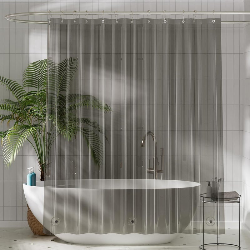 Czarna, przezroczysta zasłona prysznicowa, odporna na pleśń i wodoodporna, z magnesami, odpowiednia do wanien i łazienek 180x200