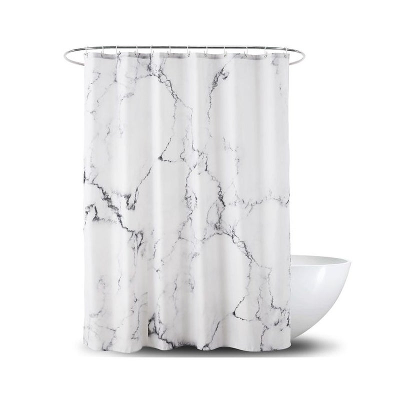Marmurowa zasłona prysznicowa z obciążonym brzegiem, odporna na pleśń, wodoodporna, zmywalna, odpowiednia do łazienek, 180 x 200 cm