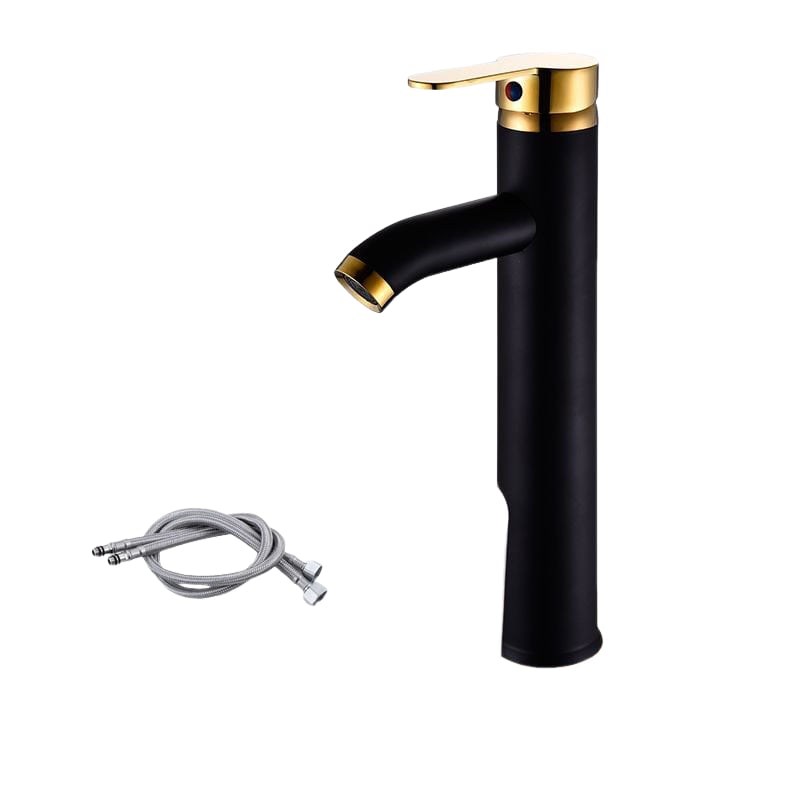 Bateria mieszaczowa do wody ciepłej i zimnej, bateria umywalkowa jednouchwytowa (kolor: czarno-złota wersja premium)