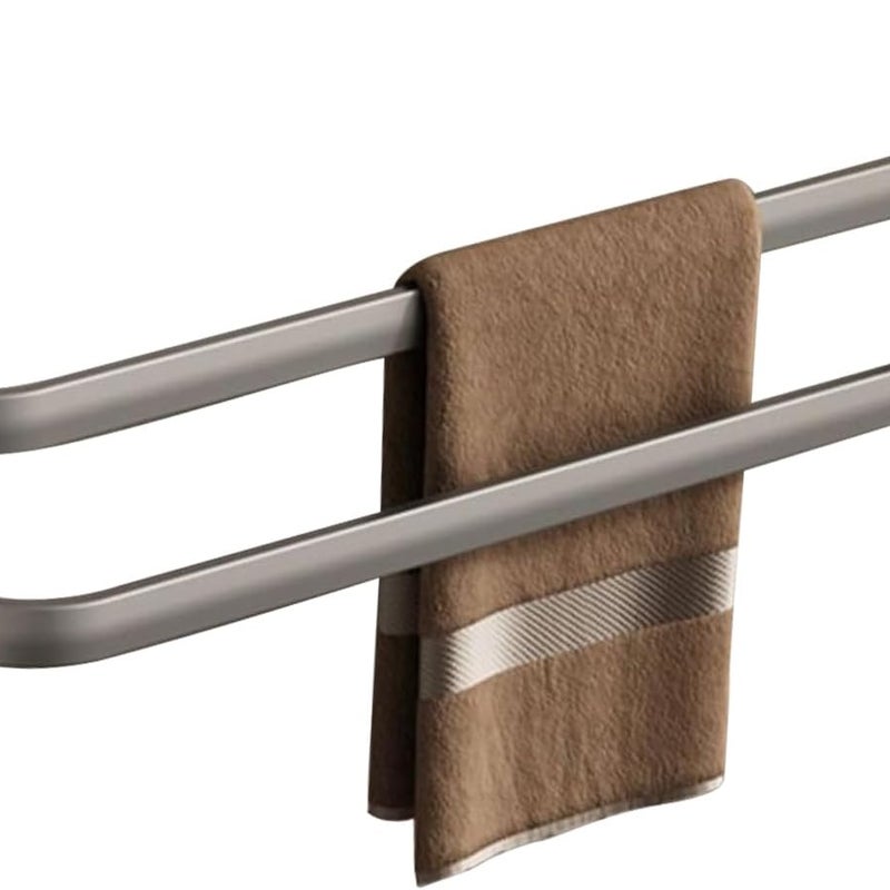 Wieszak na ręczniki, podwójny wieszak na ręczniki do łazienki, wieszak ścienny na ręczniki, wieszak na ręczniki kuchenne, bez wiercenia, 50 cm szary