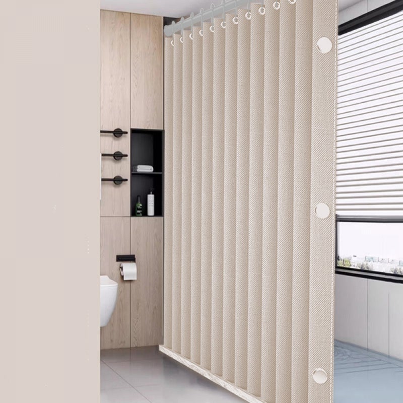 Składana magnetyczna zasłona prysznicowa, wodoodporna i odporna na pleśń, magnetyczna, gruby len, bez podszewki, beżowa, 180 x 200 cm.