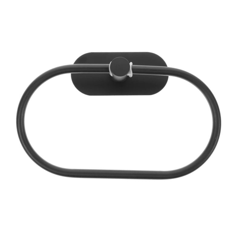 Owalny uchwyt na ręczniki, ścienny element łazienkowy bez wiercenia, stal nierdzewna, czarny