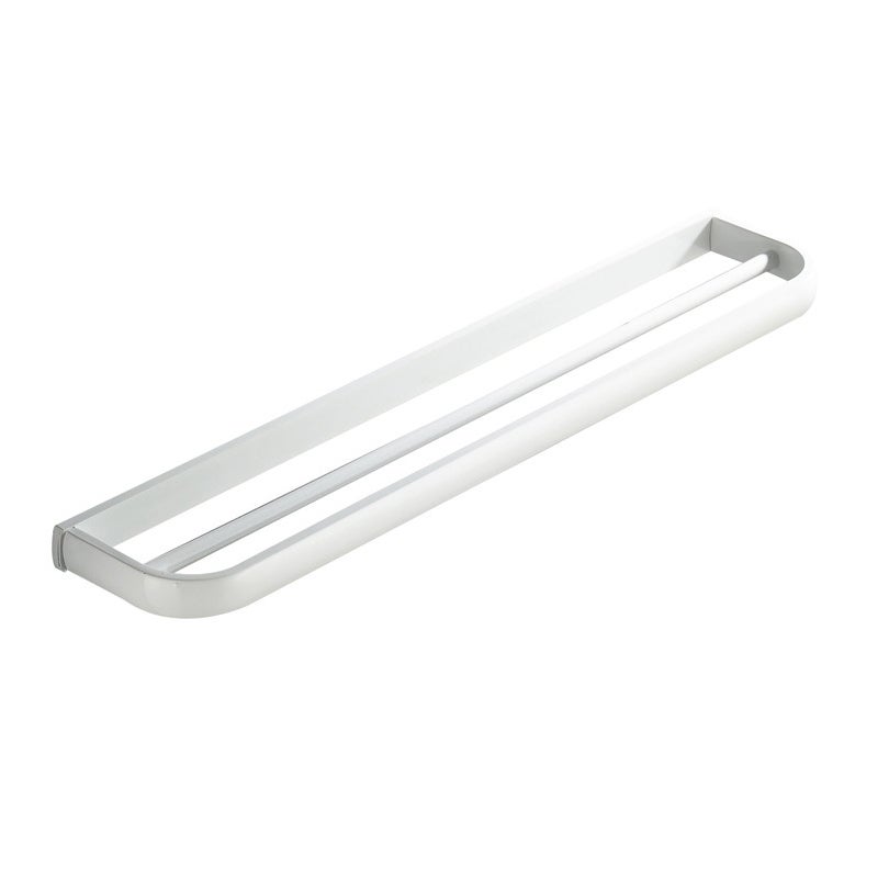 Mosiężny wieszak na ręczniki, podwójny, do łazienek i kuchni, 57 cm (biały)