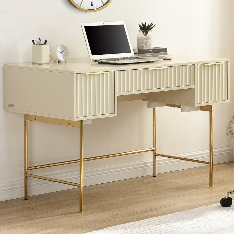 Biurko z pojemnikiem - Beżowo-złote - VITESDA od Pascal Morabito