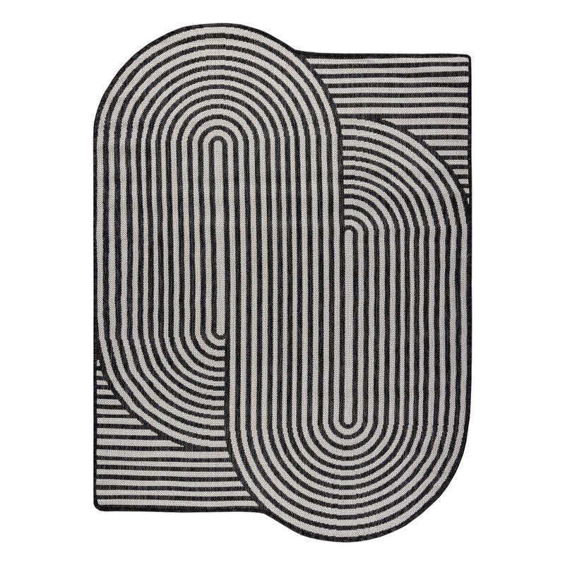 Dywan ORGANIC 2131 sizal Geometryczny ecru / czarny - naturalny, nowoczesny nieregularny kształt 133x190 cm