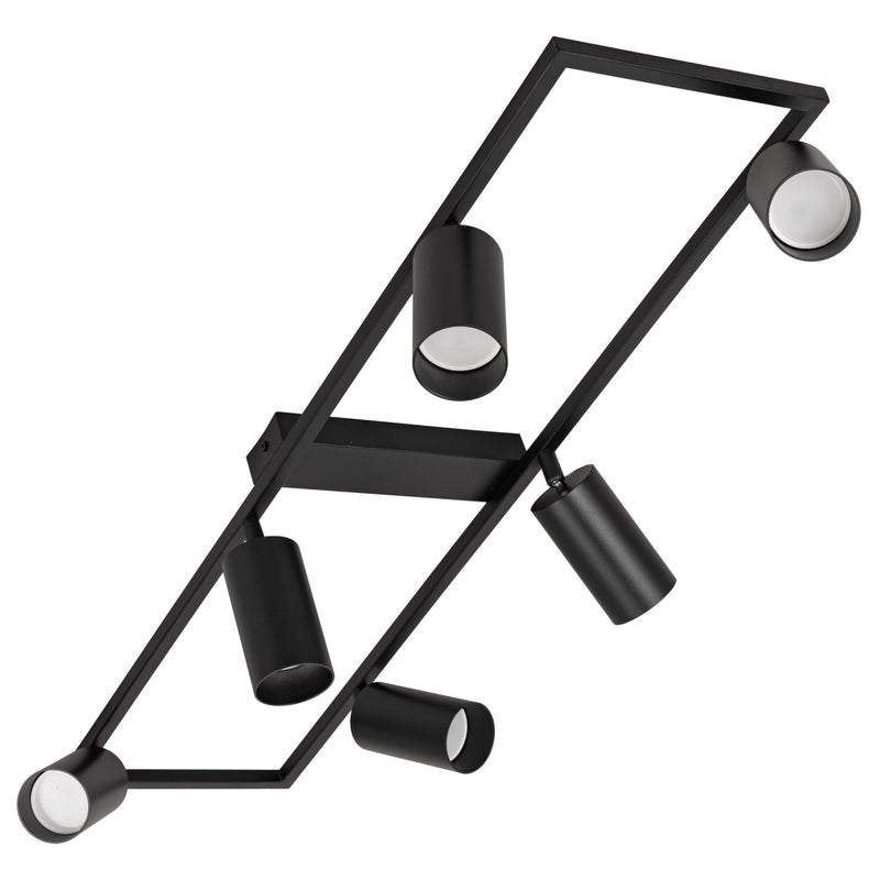 Lampa reflektorowa czarna LED - Listwa sufitowa 6 x GU10 prostokąt - Kinkiet natynkowy duży do pokoju Tuba - LEDHOFF