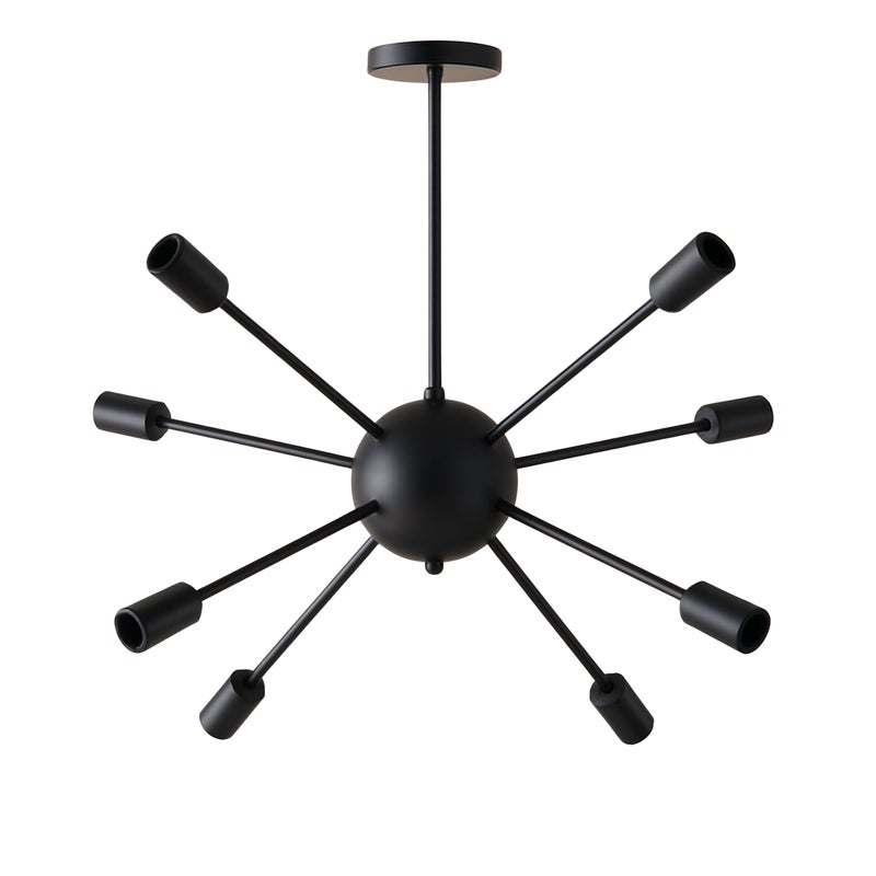 Lampa sufitowa wisząca 8x E27 Czarna SPUTNIK Nowoczesna LOFT 8-punktowa metalowy Żyrandol - LEDHOFF