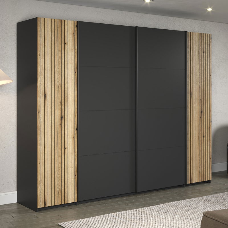 Esteban szafa 2 zwykłe drzwi, 2 drzwi przesuwne antracyt.