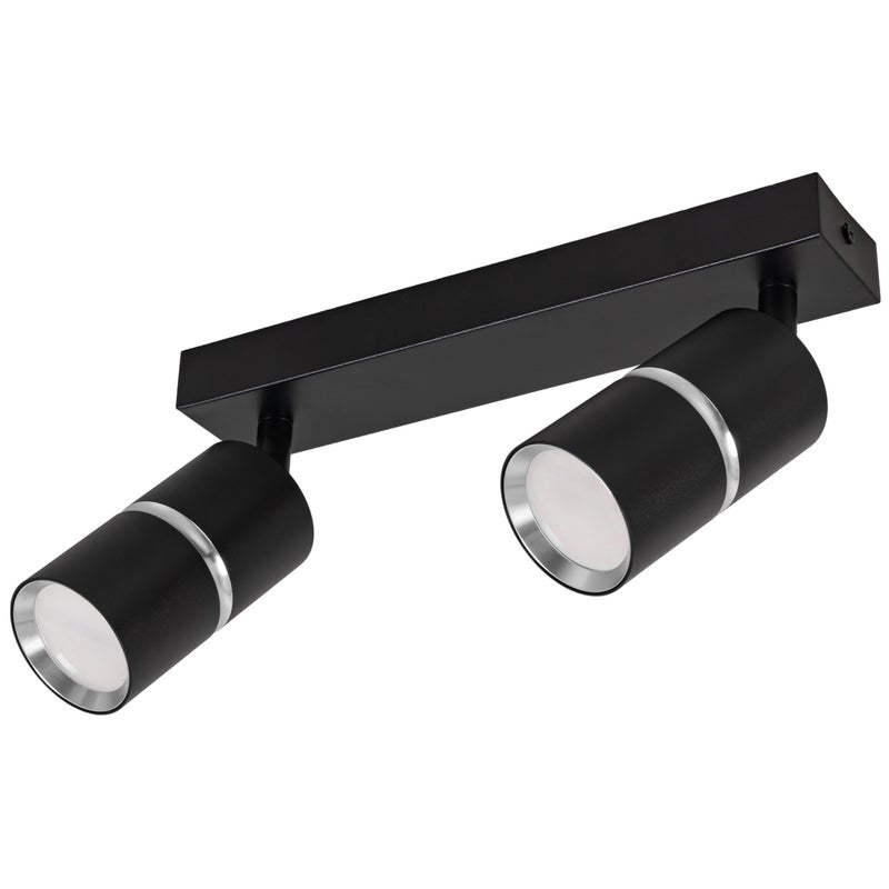 Listwa reflektorowa czarna srebrna LED - Lampa sufitowa 2 x GU10 - Kinkiet natynkowy do pokoju salonu Tuba - LEDHOFF