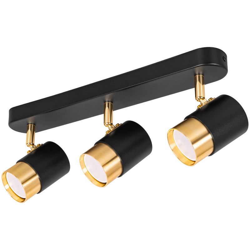 Listwa reflektorowa czarna złota LED - Lampa sufitowa 3 x GU10 - Kinkiet natynkowy oprawa halogenowa Tuba - LEDHOFF