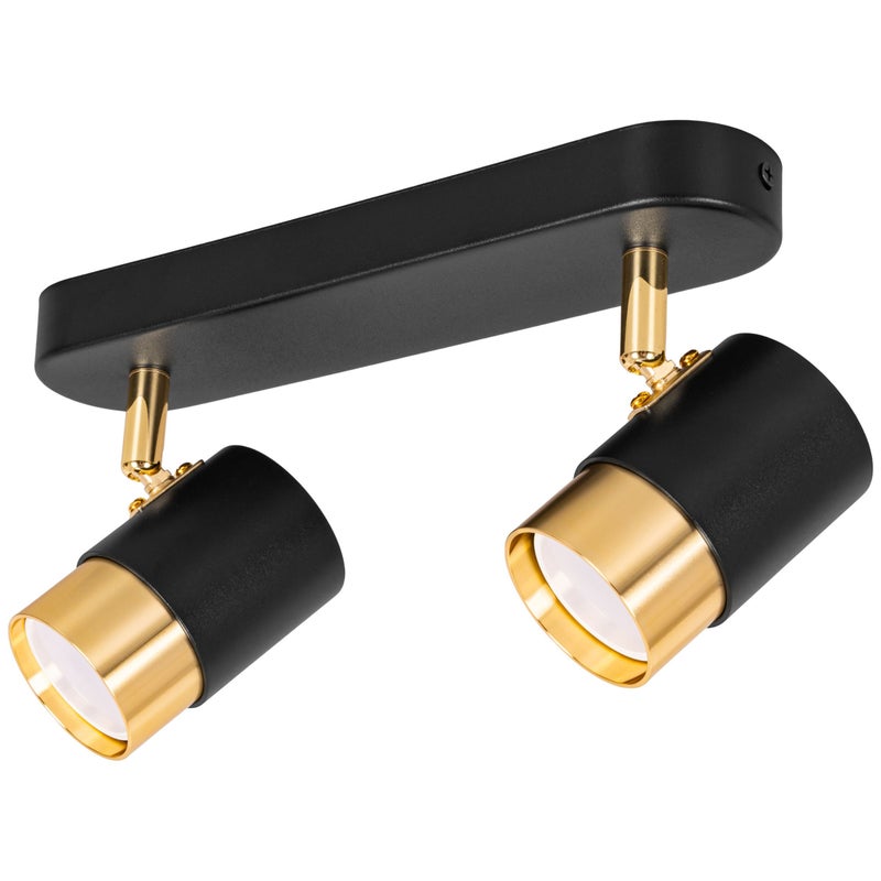 Listwa reflektorowa czarna złota LED - Lampa sufitowa 2 x GU10 - Kinkiet natynkowy do pokoju salonu Tuba - LEDHOFF