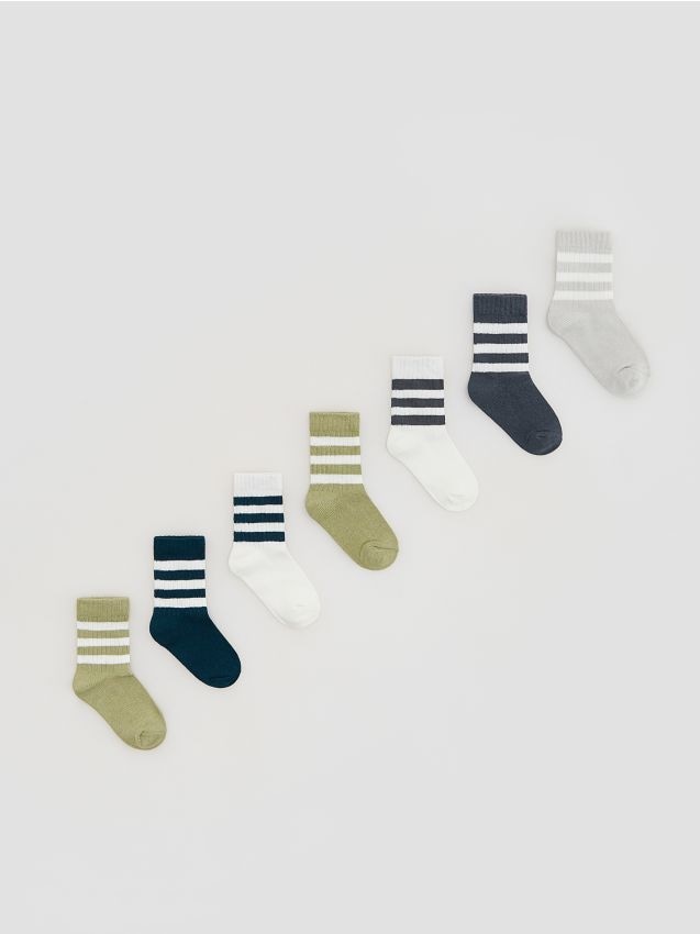 Reserved - Bawełniane skarpetki 7 pack - jasnozielony