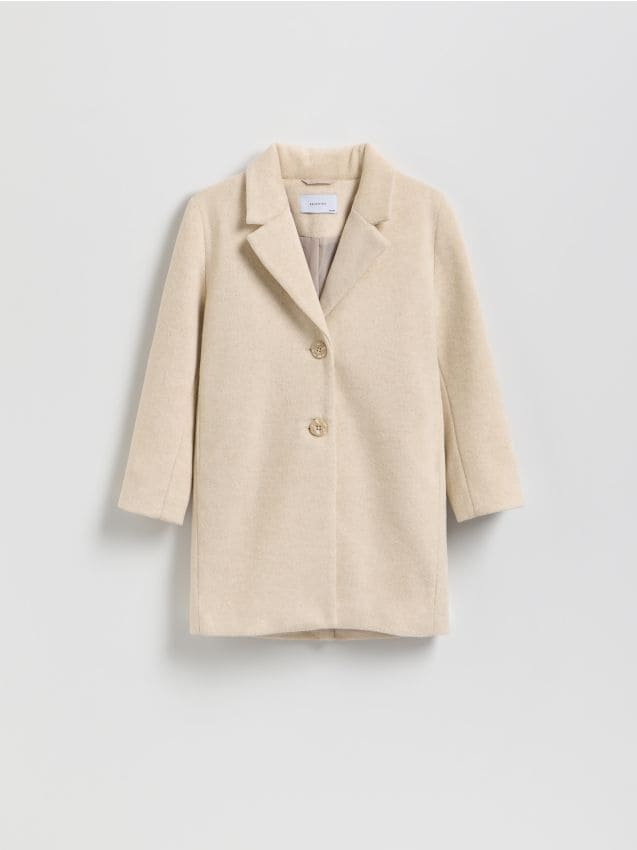 Reserved - Jednorzędowy płaszcz - beżowy