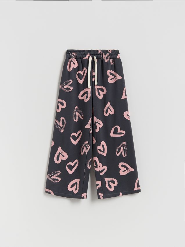 Reserved - Spodnie dresowe z nadrukiem - ciemnoszary