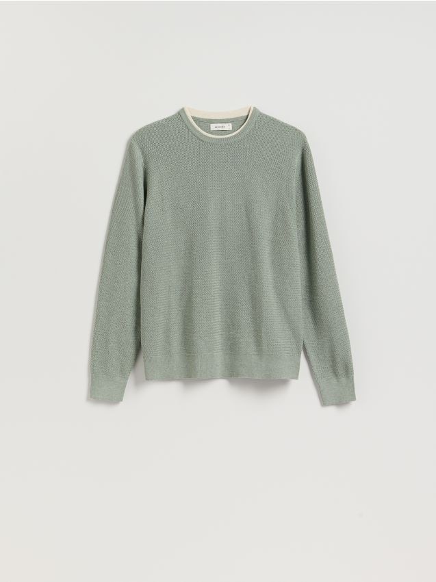 Reserved - Sweter z bawełną - zielony