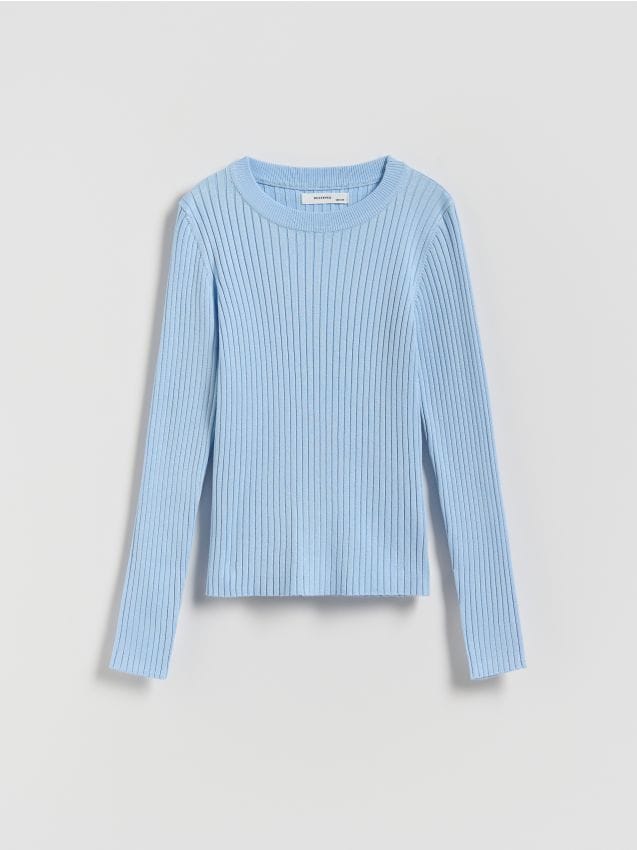 Reserved - Prążkowany sweter - jasnoniebieski