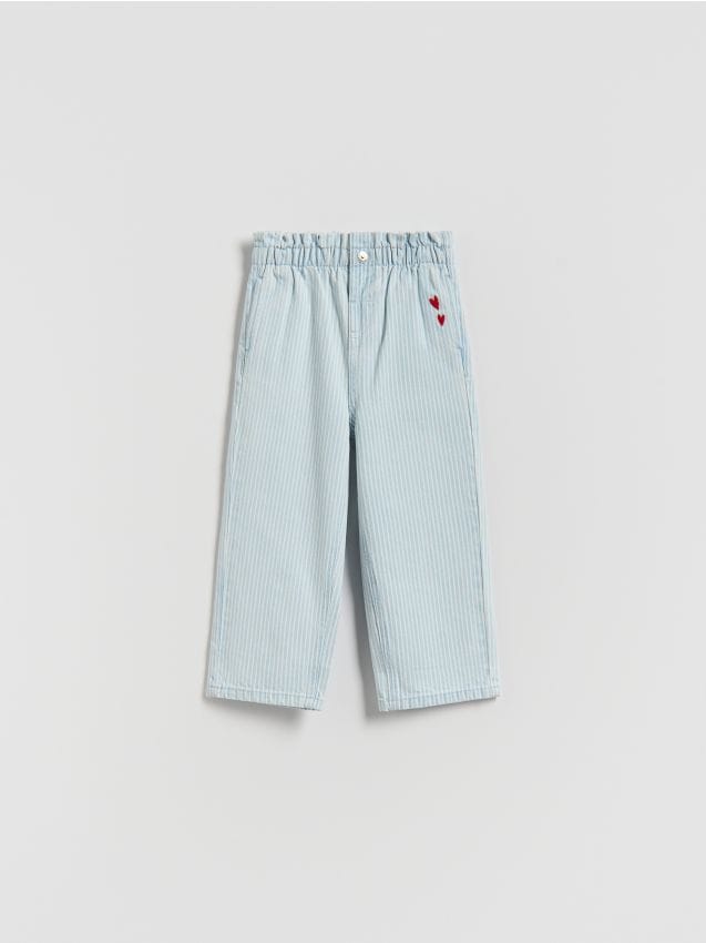 Reserved - Jeansy baggy w paski - niebieski