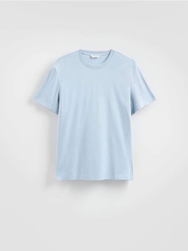 Reserved - T-shirt regular z bawełny merceryzowanej - jasnoniebieski