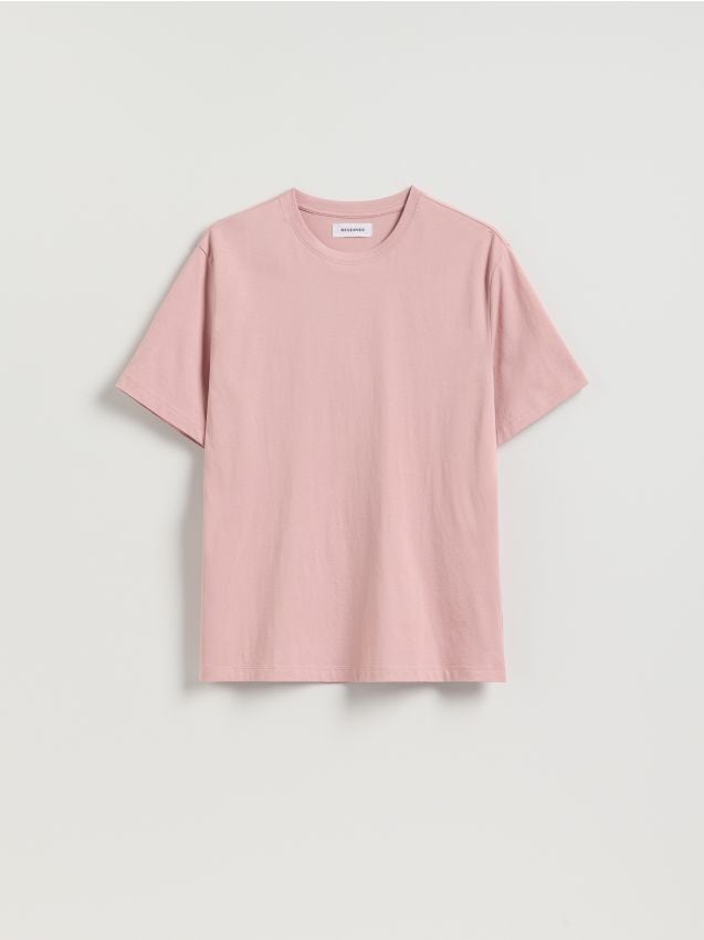 Reserved - T-shirt regular z bawełny - jasnofioletowy