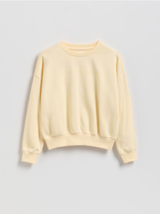 Reserved - Bluza z nadrukem - kremowy