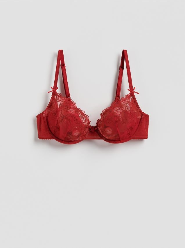 Reserved - Miękki biustonosz z fiszbiną - czerwony