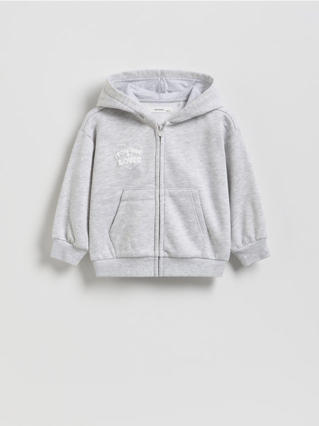 Reserved - Rozpinana bluza z nadrukiem na plecach - jasnoszary