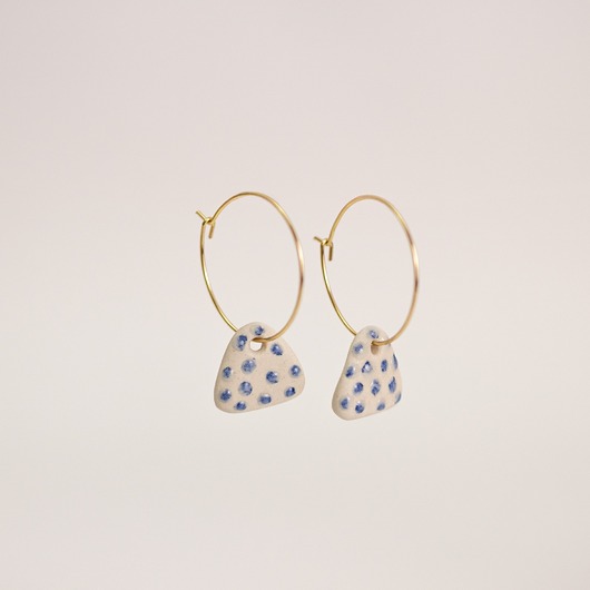 Kolczyki ceramiczne trójkąty blue dots