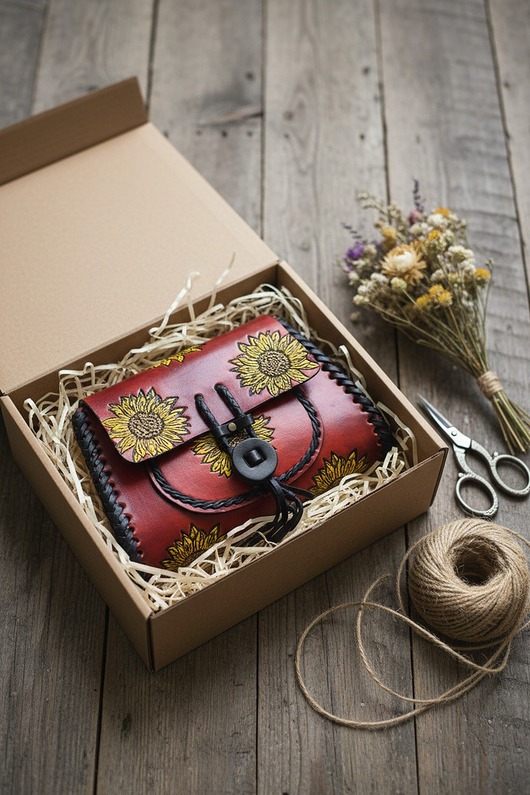 Torebka skórzana Suzanna ręcznie robiona kwiaty