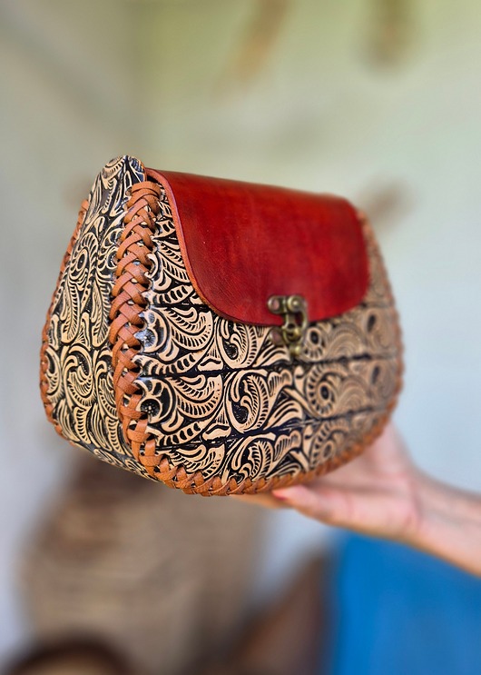 Torebka skórzana Rala kwiaty ręcznie robiona