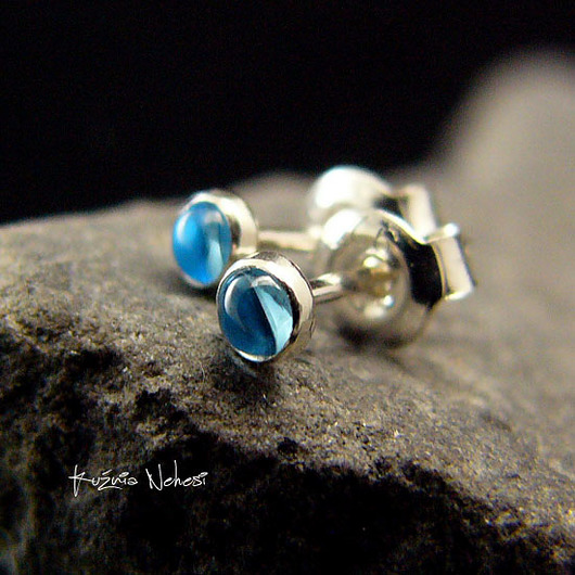 Kolczyki Sztyfty - Topaz Swiss Blue Srebro -