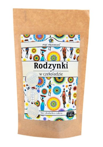 PIĘĆ PRZEMIAN Rodzynki w czekoladzie bez cukru bezglutenowe 140g