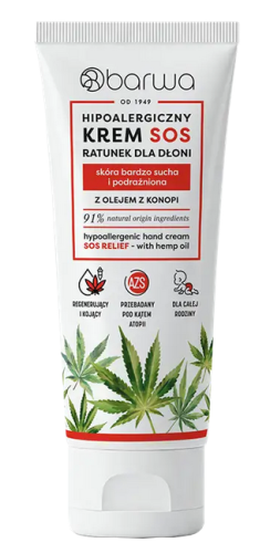 Hipoalergiczny krem do rąk SOS z olejem z konopi 75ml BARWA