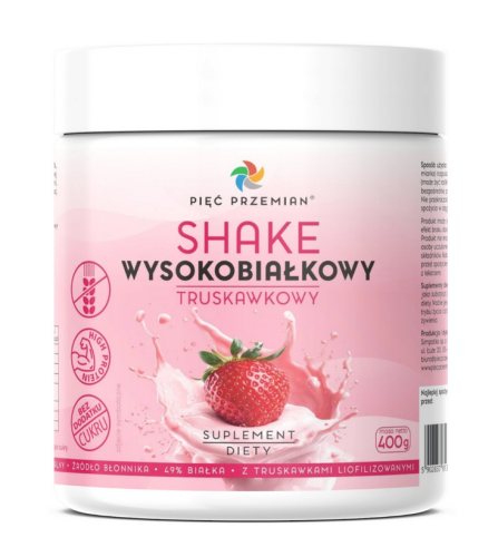PIĘĆ PRZEMIAN Shake wysokobiałkowy truskawkowy 400g