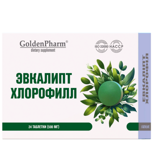 GOLDEN PHARM Eukaliptus + chlorofil 24 tabletek do ssania