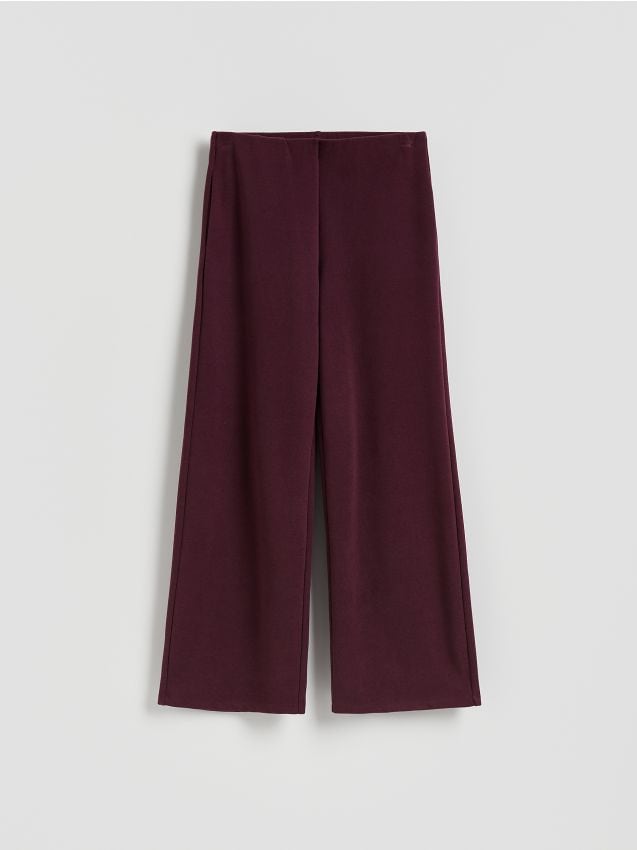 Reserved - Dzianinowe spodnie z bawełną - ciemnofioletowy