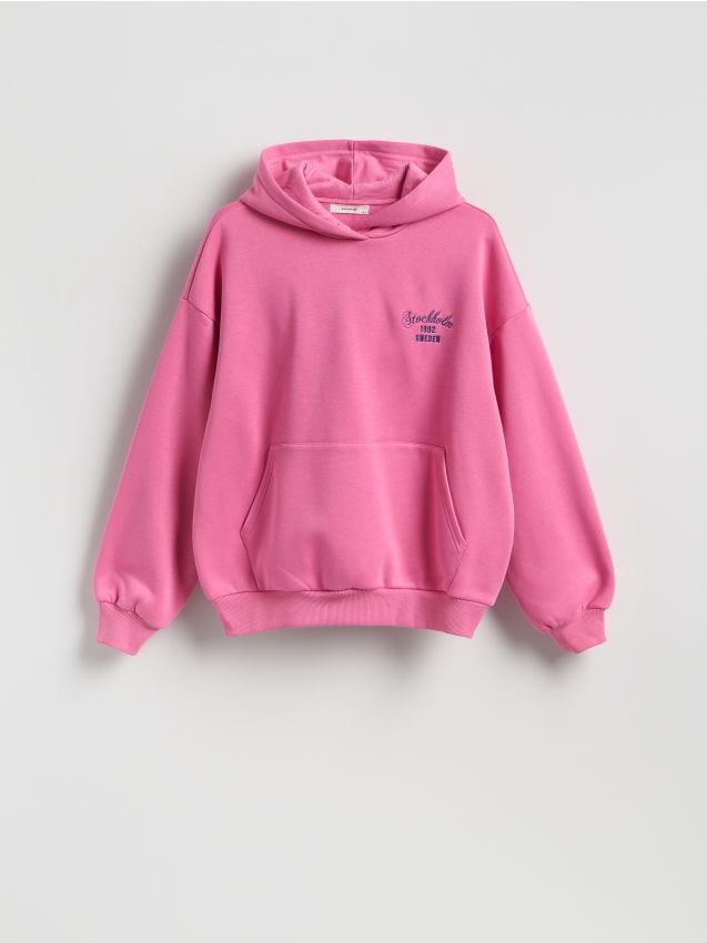 Reserved - Bluza z haftowanym napisem - różowy