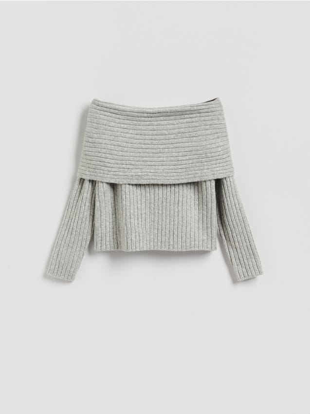 Reserved - Sweter z odkrytymi ramionami - jasnoszary
