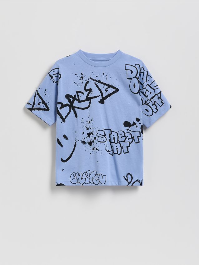 Reserved - T-shirt z nadrukiem - jasnoniebieski