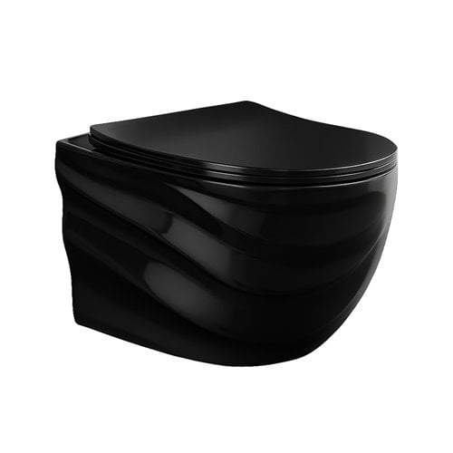 Hydrosan Czarna miska wc wisząca Rimless Tornado SKAL-BL-RIM-03