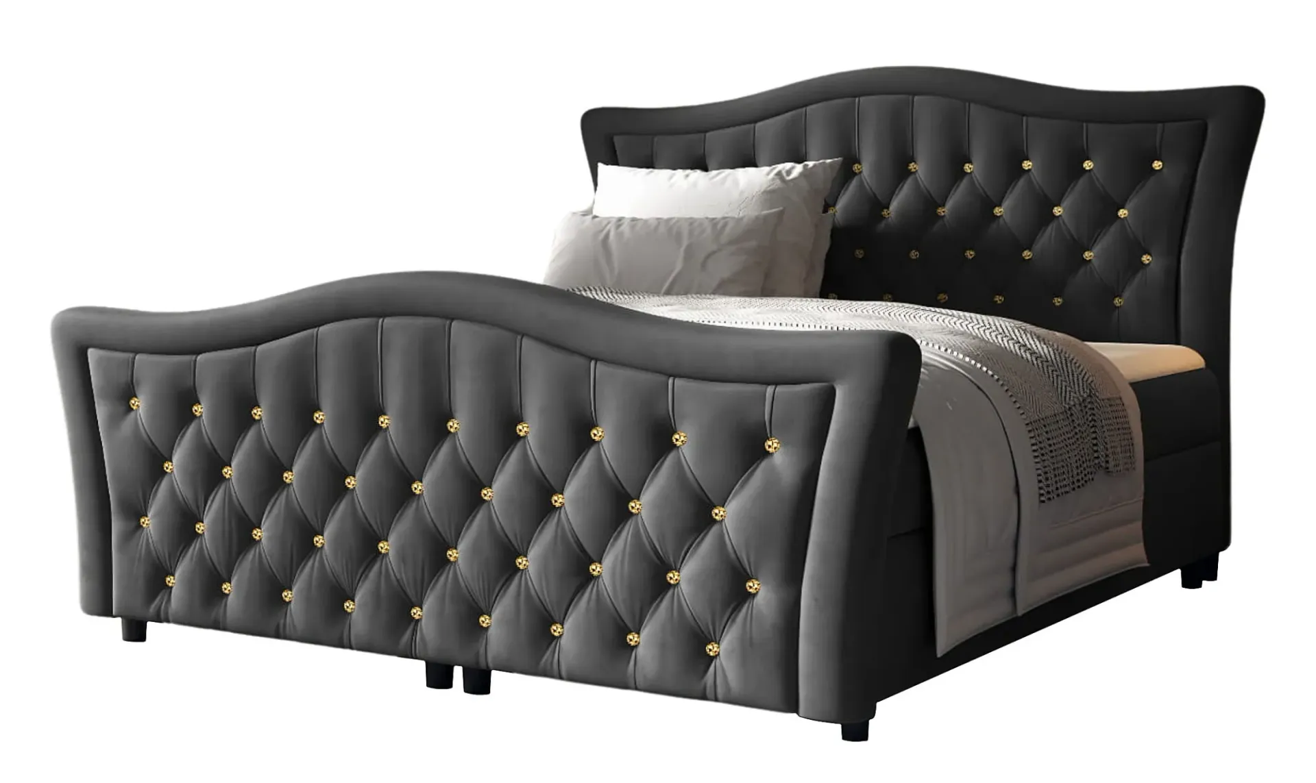 Ciemnoszare łóżko kontynentalne glamour 5 rozmiarów R4-W15