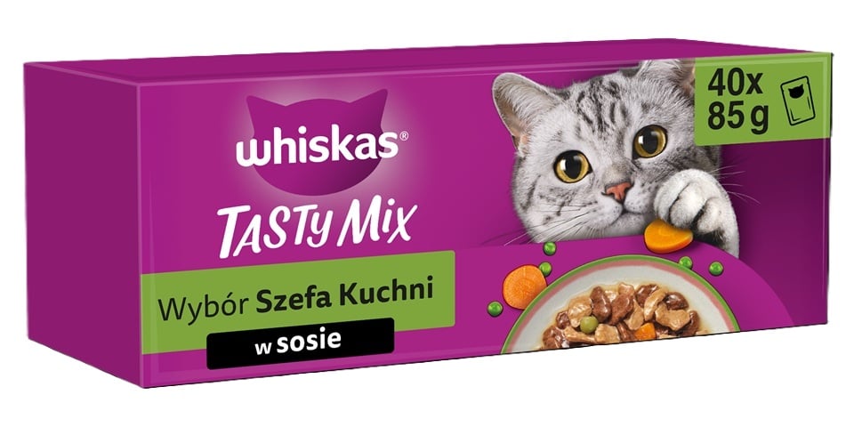 WHISKAS Adult Tasty Mix Wybór Szefa Kuchni 40x85 g mokra karma pełnoporcjowa dla dorosłych kotów w sosie