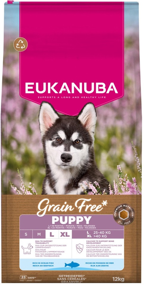 EUKANUBA Grain Free Puppy Large Ocean Fish 12 kg bezzbóżowa karma dla szczeniąt dużych ras z rybą