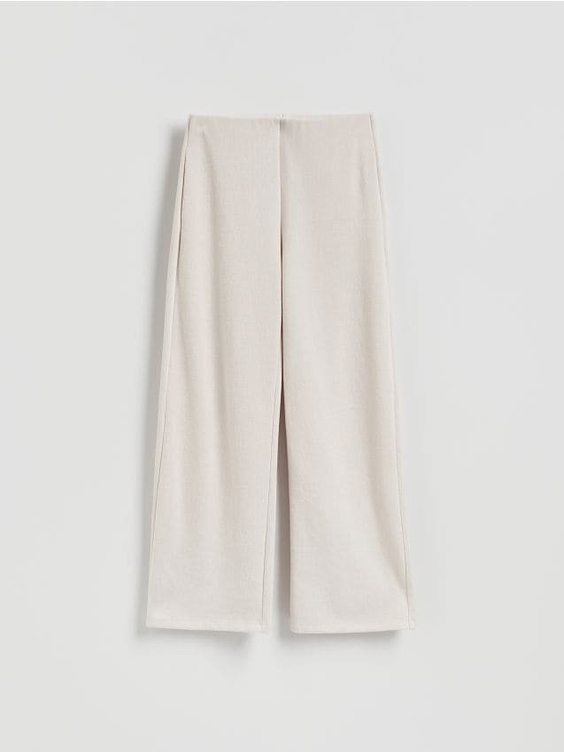 Reserved - Dzianinowe spodnie z bawełną - beżowy